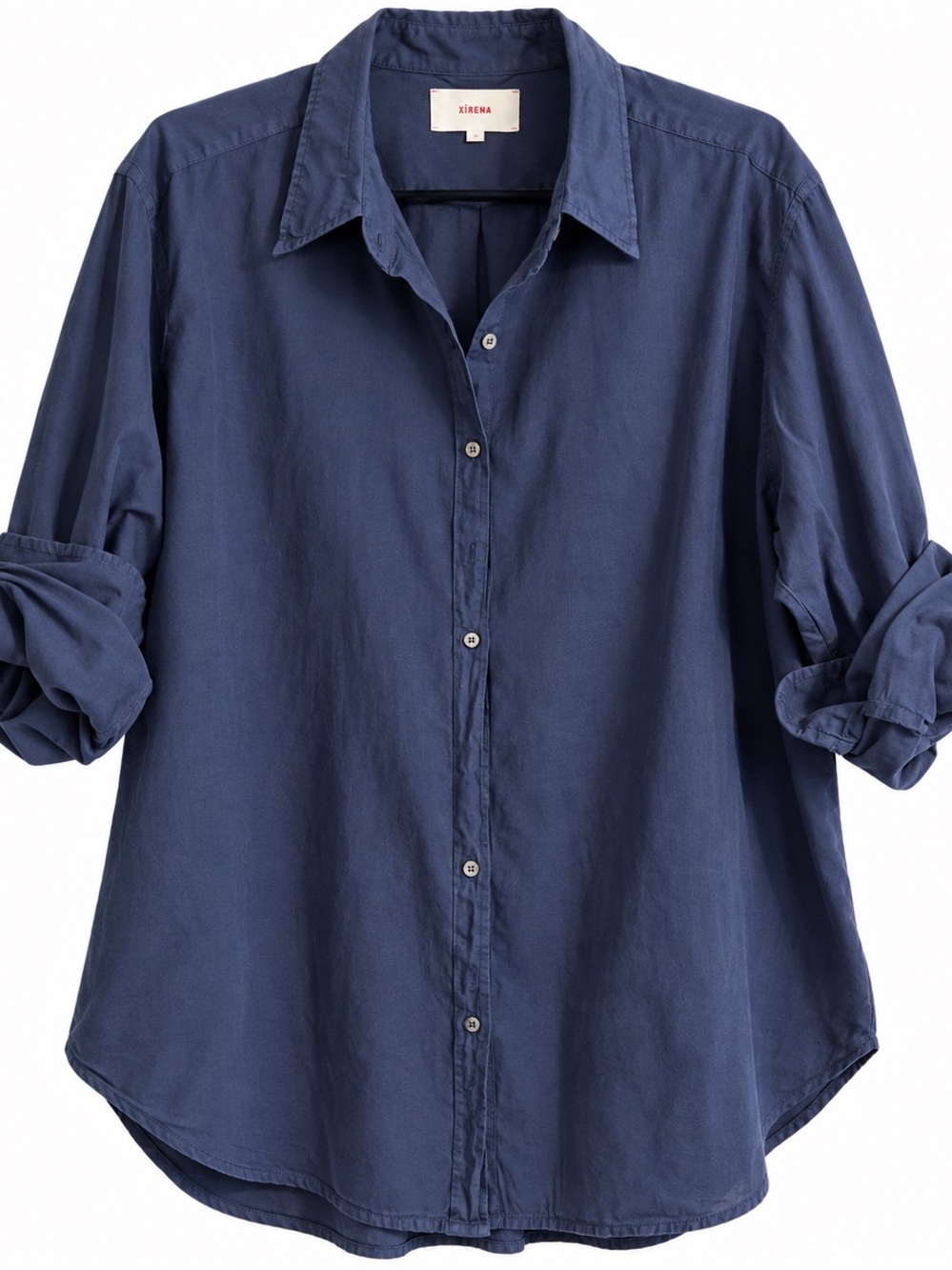 Xirena Beau Shirt XL Navy Blue Cotton Button Down Oversized